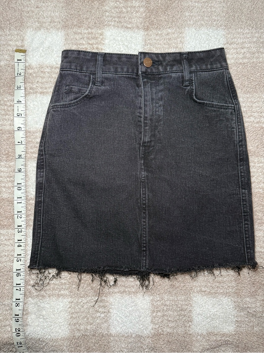 H&M Black Denim Mini Skirt with Raw Hem